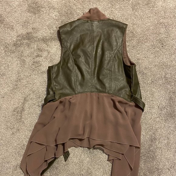 Double Zero Faux Leather and Chiffon Vest Size M - Picture 2 of 5